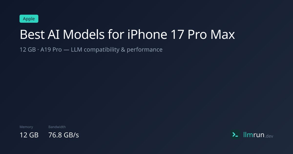 Best AI Models for iPhone 17 Pro Max (12GB) | llmrun