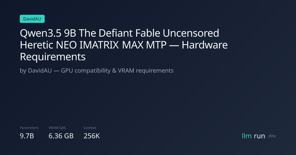 Qwen3.5 9B The Defiant Fable Uncensored Heretic NEO IMATRIX MAX MTP ...