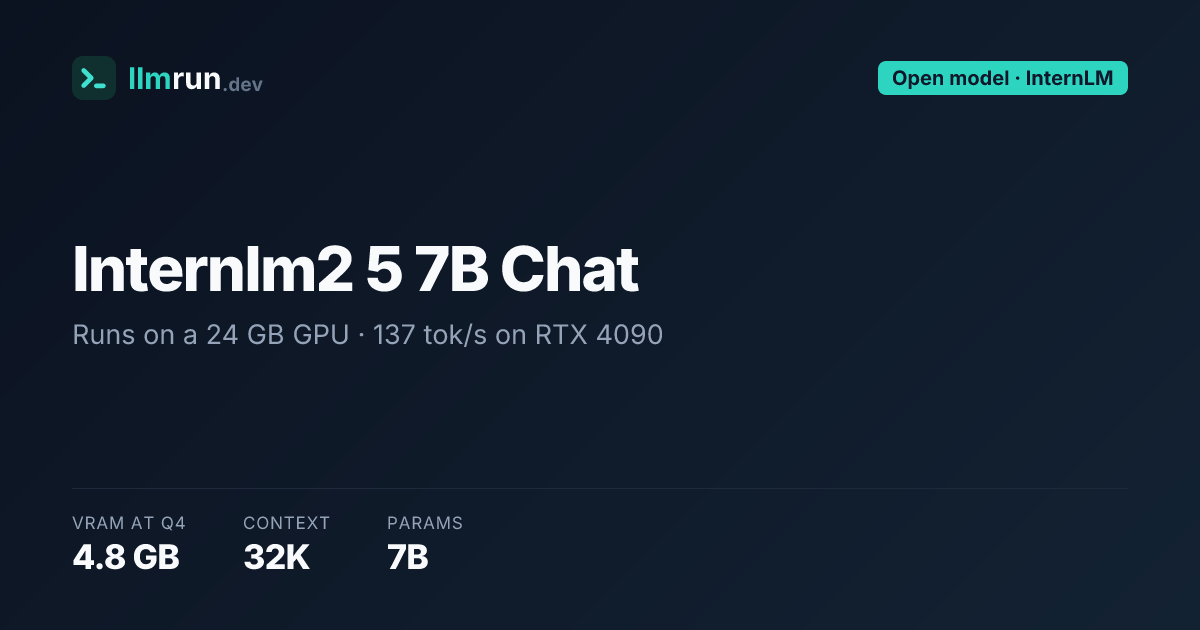 Internlm2 5 7B Chat — Hardware Requirements & Compatibility | llmrun