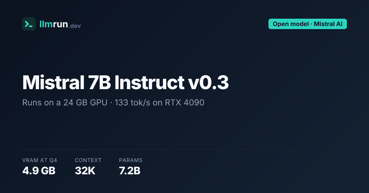 Mistral 7B Instruct v0.3 — Hardware Requirements & Compatibility | llmrun