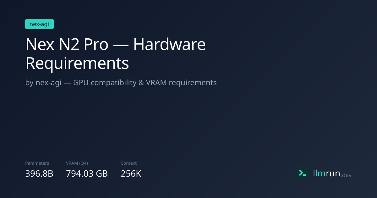 Nex N2 Pro — Hardware Requirements & Compatibility | llmrun