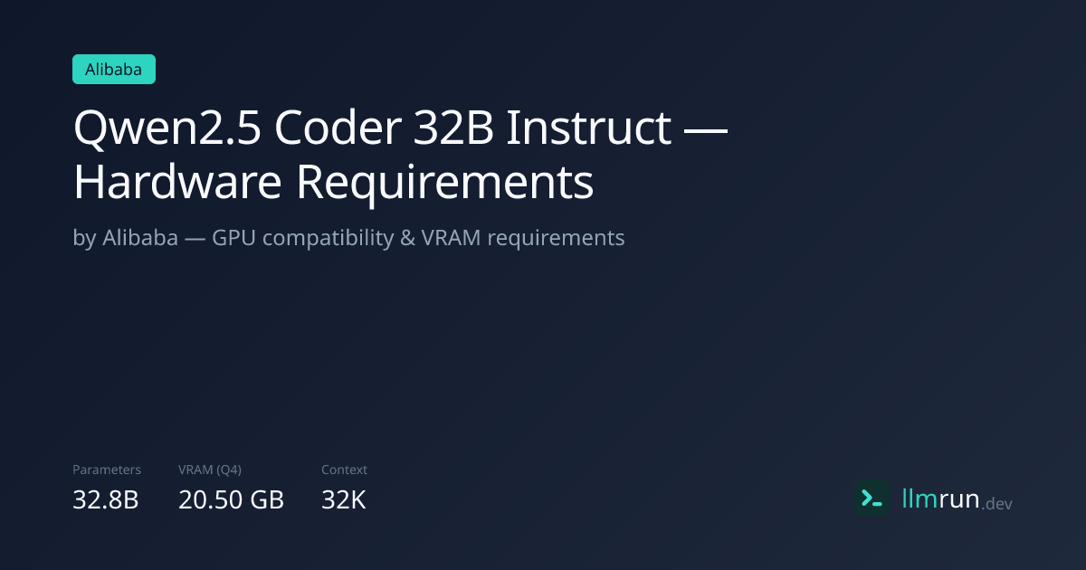 Qwen2.5 Coder 32B Instruct — Hardware Requirements & Compatibility | llmrun