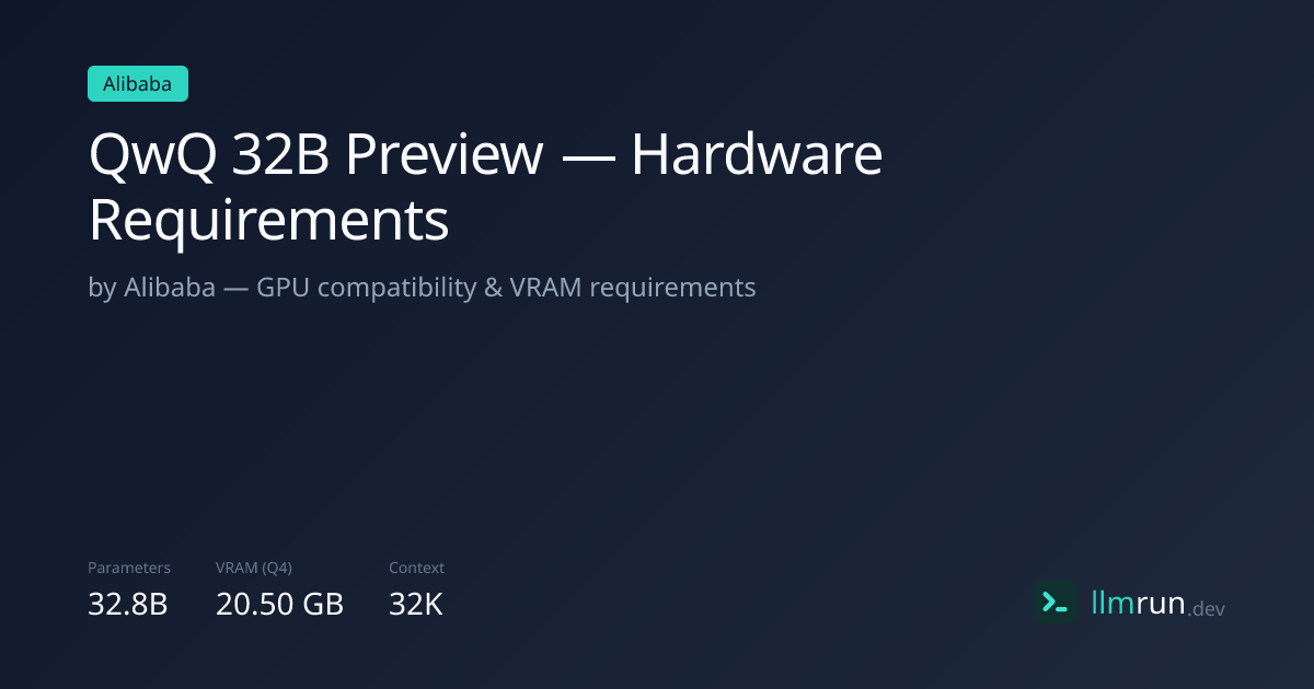 QwQ 32B Preview — Hardware Requirements & Compatibility | llmrun